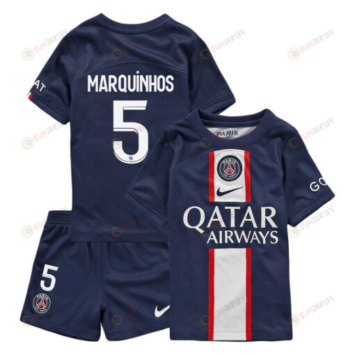 Marquinhos 5 Paris Saint-Germain Home Kit 2022-23 Youth Jersey - Blue