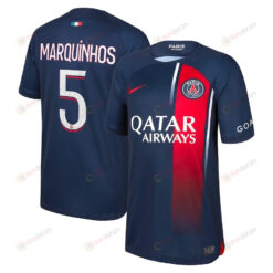 Marquinhos 5 Paris Saint-Germain Youth 2023/24 Home Jersey - Navy