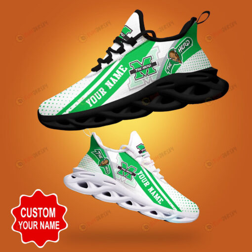 Marshall Thundering Herd Logo Shadow Logo Polka Dot Pattern Custom Name 3D Max Soul Sneaker Shoes