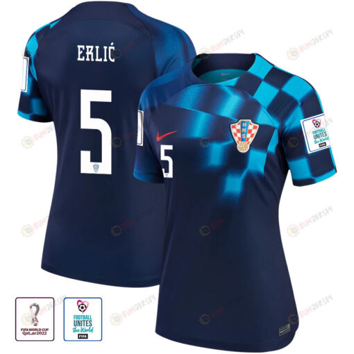 Martin Erli? 5 Croatia National Team 2022-23 Qatar World Cup Patch Away Women Jersey