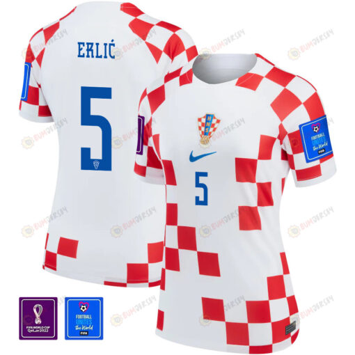 Martin Erli? 5 Croatia National Team 2022-23 Qatar World Cup Patch Home Women Jersey