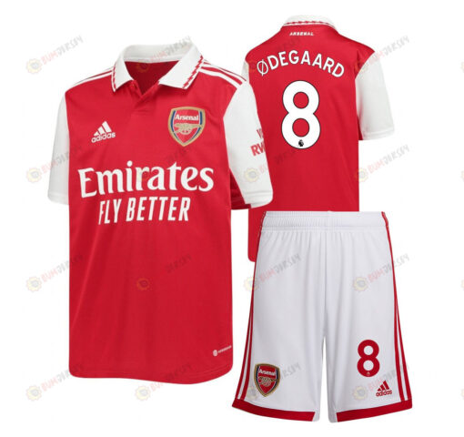 Martin ?degaard 8 Arsenal Home Kit 2022-23 Youth Jersey - Red