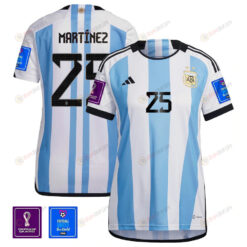 Mart?nez 25 Argentina National Team 2022-23 Qatar World Cup Patch Home Women Jersey