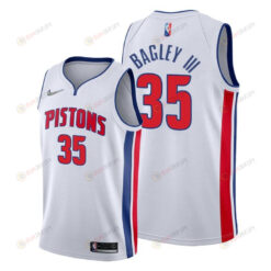 Marvin Bagley III 35 Detroit Pistons 2022 Association Edition White Jersey Diamond Badge - Men Jersey