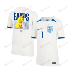 Mary Earps 1 Signed England Women's National Team Road To Champions 2023-24 World Cup Home YOUTH Jersey - White