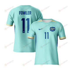 Mary Fowler 11 Australia 2023 Youth Away Jersey - Turquoise - All Over Printed Jersey