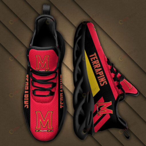 Maryland Terrapins Logo Black Stripe Pattern 3D Max Soul Sneaker Shoes In Red