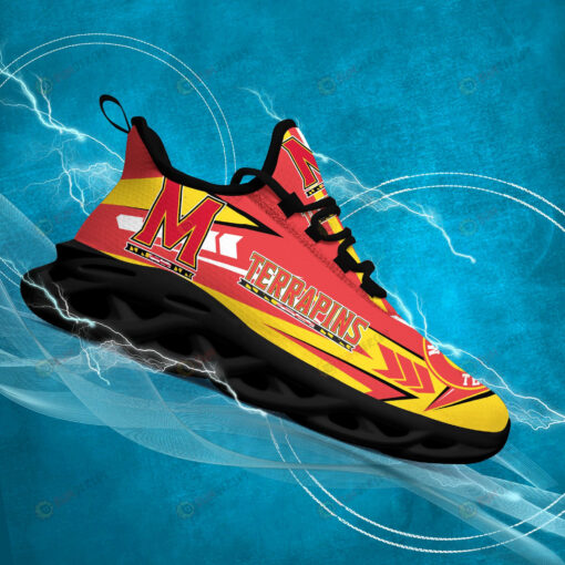 Maryland Terrapins Logo Pattern 3D Max Soul Sneaker Shoes In Red Yellow