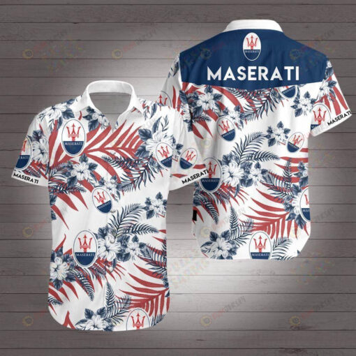 Maserati Palm Leaves Short Sleeve Hawaiian Shirt Summer