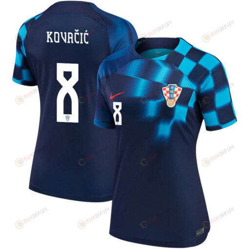 Mateo Kova?i? 8 Croatia National Team 2022-23 Qatar World Cup - Away Women Jersey