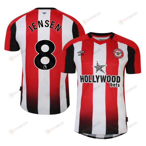 Mathias Jensen 8 Brentford FC 2023-24 Premier League Home Men Jersey - Red