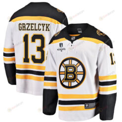 Matt Grzelcyk 13 Boston Bruins Stanley Cup 2023 Playoffs Patch Away Breakaway Men Jersey - White