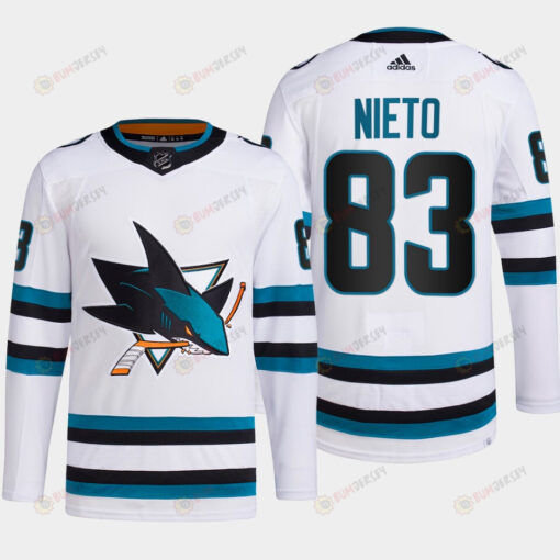 Matt Nieto 83 San Jose Sharks White Jersey 2022-23 Away Primegreen