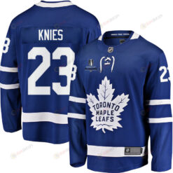 Matthew Knies 23 Toronto Maple Leafs Stanley Cup 2023 Playoffs Patch Home Breakaway Men Jersey - Blue