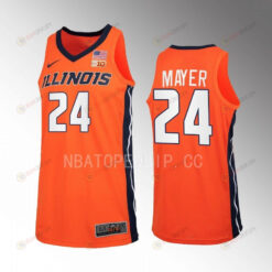 Matthew Mayer 24 Illinois Fighting Illini Uniform Jersey 2022-23 Basketball Orange