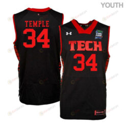 Matthew Temple 34 Texas Tech Red Raiders Basketball Youth Jersey - Black