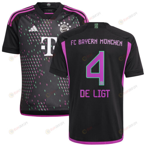 Matthijs de Ligt 4 Bayern Munich 2023/24 Away Youth Jersey - Black