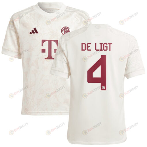 Matthijs de Ligt 4 Bayern Munich 2023/24 Third Youth Jersey - White