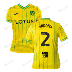 Max Aarons 2 Norwich City 2022-23 Home Jersey - Yellow
