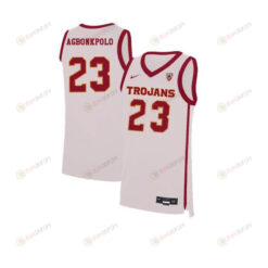 Max Agbonkpolo 23 USC Trojans Elite Basketball Men Jersey - White