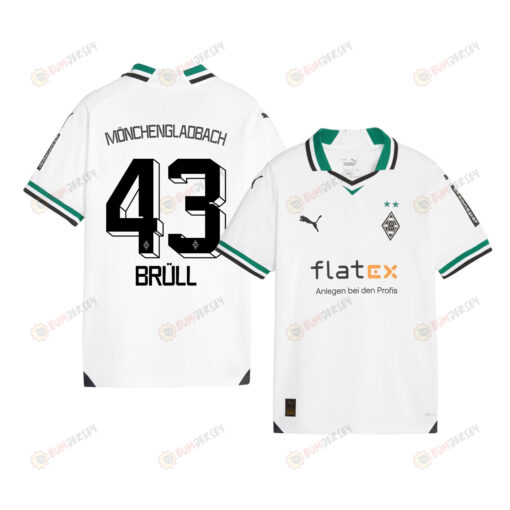 Max Br?ll 43 Borussia M?nchengladbach 2023-24 Home YOUTH Jersey - White