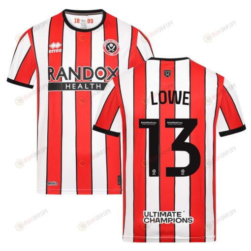 Max Lowe 13 Sheffield United 2022-23 Home Jersey - Red/White Stripes