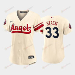 Max Stassi 33 Los Angeles Angels Max Stassi 2022-23 City Connect Cream Women's Jersey