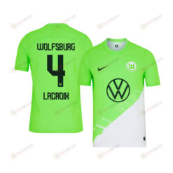 Maxence Lacroix 4 VfL Wolfsburg 2023-24 Home YOUTH Jersey - Green