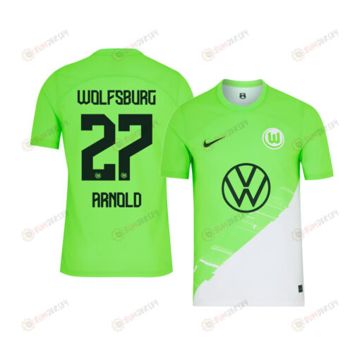 Maximilian Arnold 27 VfL Wolfsburg 2023-24 Home YOUTH Jersey - Green