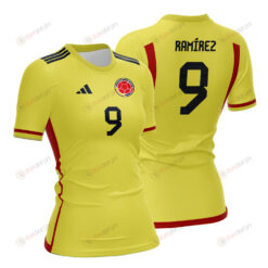 Mayra Ram?rez 9 Colombia 2023 Women Home Jersey - Yellow - All Over Printed Jersey