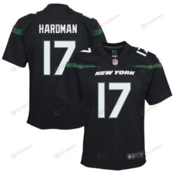 Mecole Hardman 17 New York Jets Alternate Game Youth Jersey - Stealth Black
