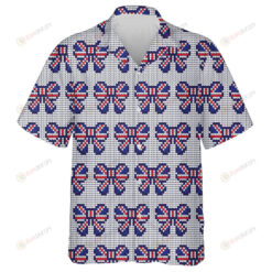 Medium Bows At American Flag Colors Style In Knitted Style Hawaiian Shirt