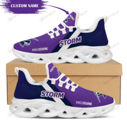 Melbourne Storm Logo Custom Name Pattern 3D Max Soul Sneaker Shoes In Purple And Blue