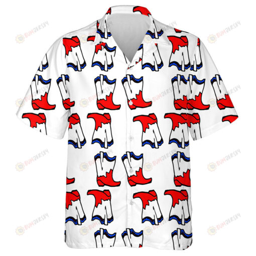 Memorial Independence Day Cowboy Boots Drawn Doodle Pattern Hawaiian Shirt