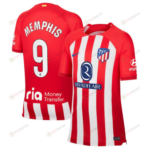 Memphis Depay 9 Atletico de Madrid 2023/24 Home Stadium YOUTH Jersey - Red