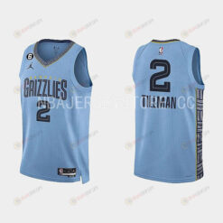 Memphis Grizzlies 2 Xavier Tillman 2022-23 Statement Edition Light Blue Men Jersey