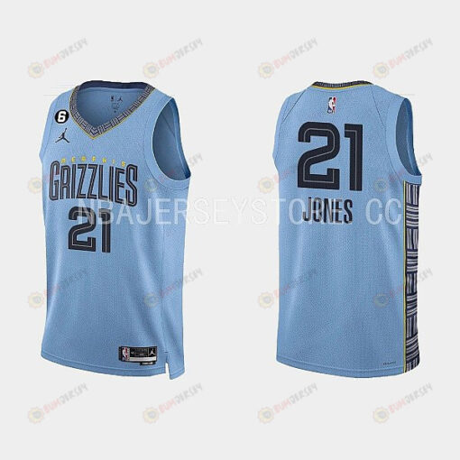 Memphis Grizzlies 21 Tyus Jones 2022-23 Statement Edition Light Blue Men Jersey