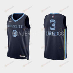 Memphis Grizzlies 3 Jake LaRavia 2022-23 Icon Edition Navy Men Jersey
