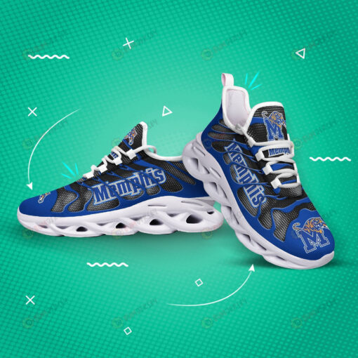 Memphis Tigers Logo Hole Pattern 3D Max Soul Sneaker Shoes In Blue