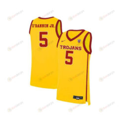 Men 5 Charles OBannon Jr USC Trojans Elite Basketball Men Jersey - Yellow