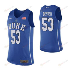 Men 53 Brennan Besser Duke Blue Devils Elite Basketball Men Jersey - Blue