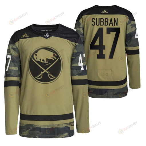 Men Buffalo Sabres Malcolm Subban 2022 Military Appreciation Night Camo 47 Jersey Primegreen Jersey