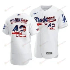 Men Los Angeles Dodgers Jackie Robinson 42 Jackie Robinson Day Independence Day Jersey White
