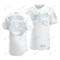 Men Los Angeles Dodgers Jackie Robinson 42 Jackie Robinson Day Platinum Edition Jersey White