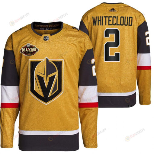 Men Vegas Golden Knights 2 Zach Whitecloud Primegreen Gold Jersey 2023 All-Star Jersey