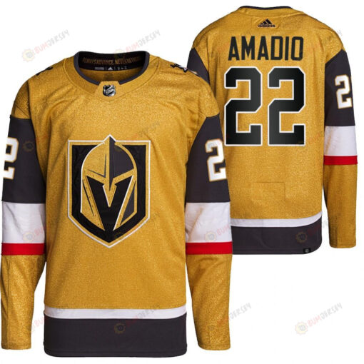 Men Vegas Golden Knights 22 Michael Amadio Home Gold Jersey 2023 Primegreen Jersey