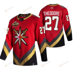 Men Vegas Golden Knights 27 Shea Theodore 2023 All-Star Red Jersey Reverse Retro Jersey