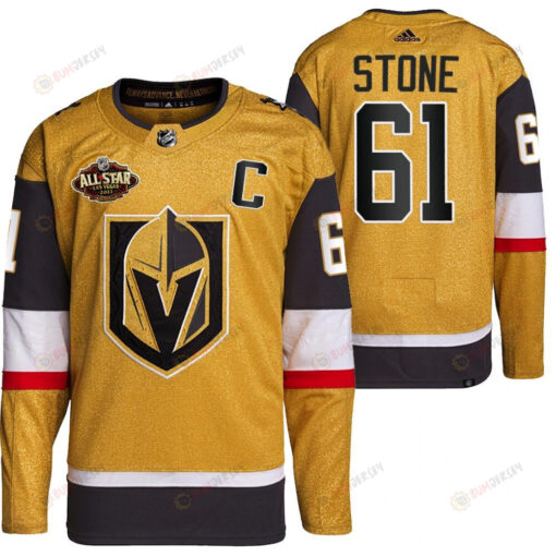 Men Vegas Golden Knights 61 Mark Stone Primegreen Gold Jersey 2023 All-Star Jersey
