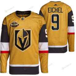 Men Vegas Golden Knights 9 Jack Eichel Primegreen Gold Jersey 2023 All-Star Jersey