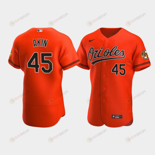 Men's Baltimore Orioles 45 Keegan Akin Orange Alternate Jersey Jersey